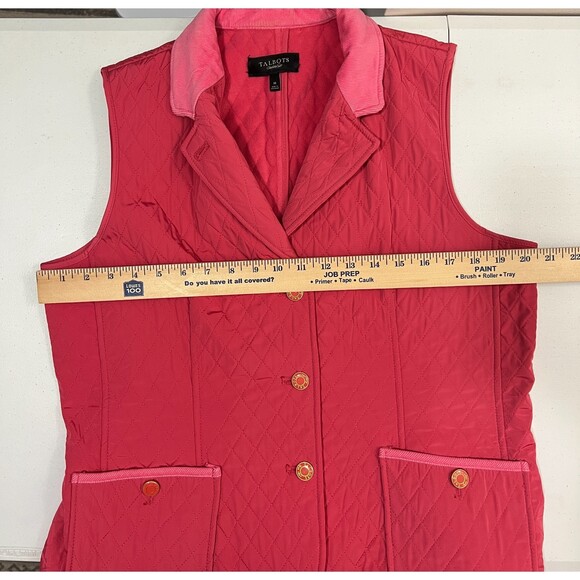 Talbots Women's Pink Quilted Polyester Button Up Vest Fleece Lined Size M - Picture 5 of 7
